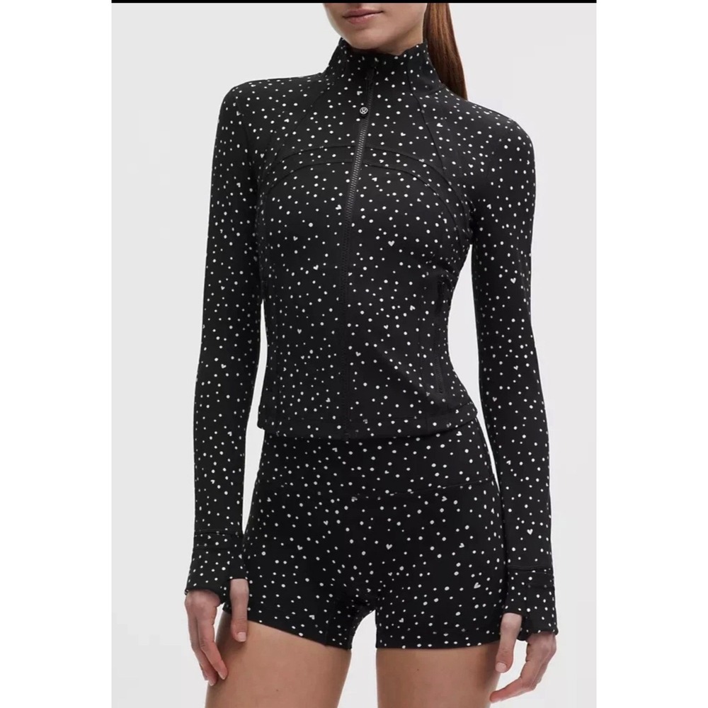 LULULEMON DEFINE JACKET CROPPED NULU~HEART SCATTER DOT BLACK 4 NEW
